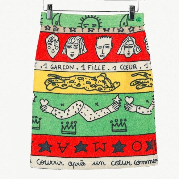 Jean Charles de Castelbajac Colourful Illustrations Wool Skirt - Picture 1 of 8